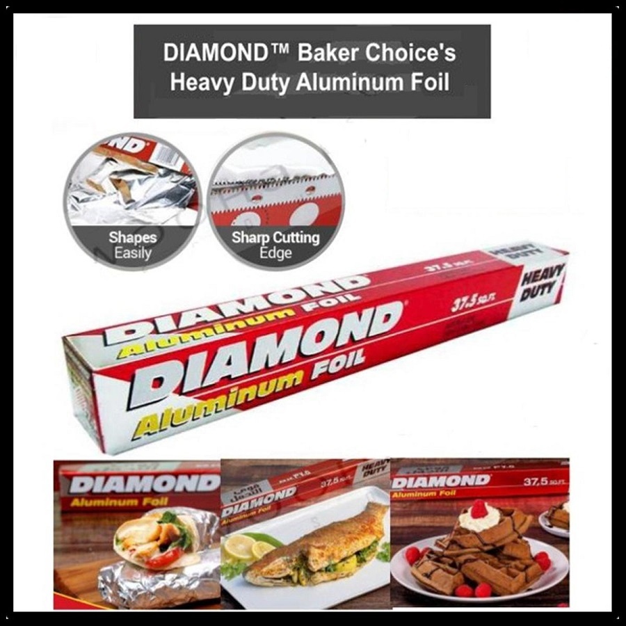 Diamond Heavy Duty Aluminum Foil Paper – 18 Micron Food Wrapping & Cooking Foil (5m)_img_2