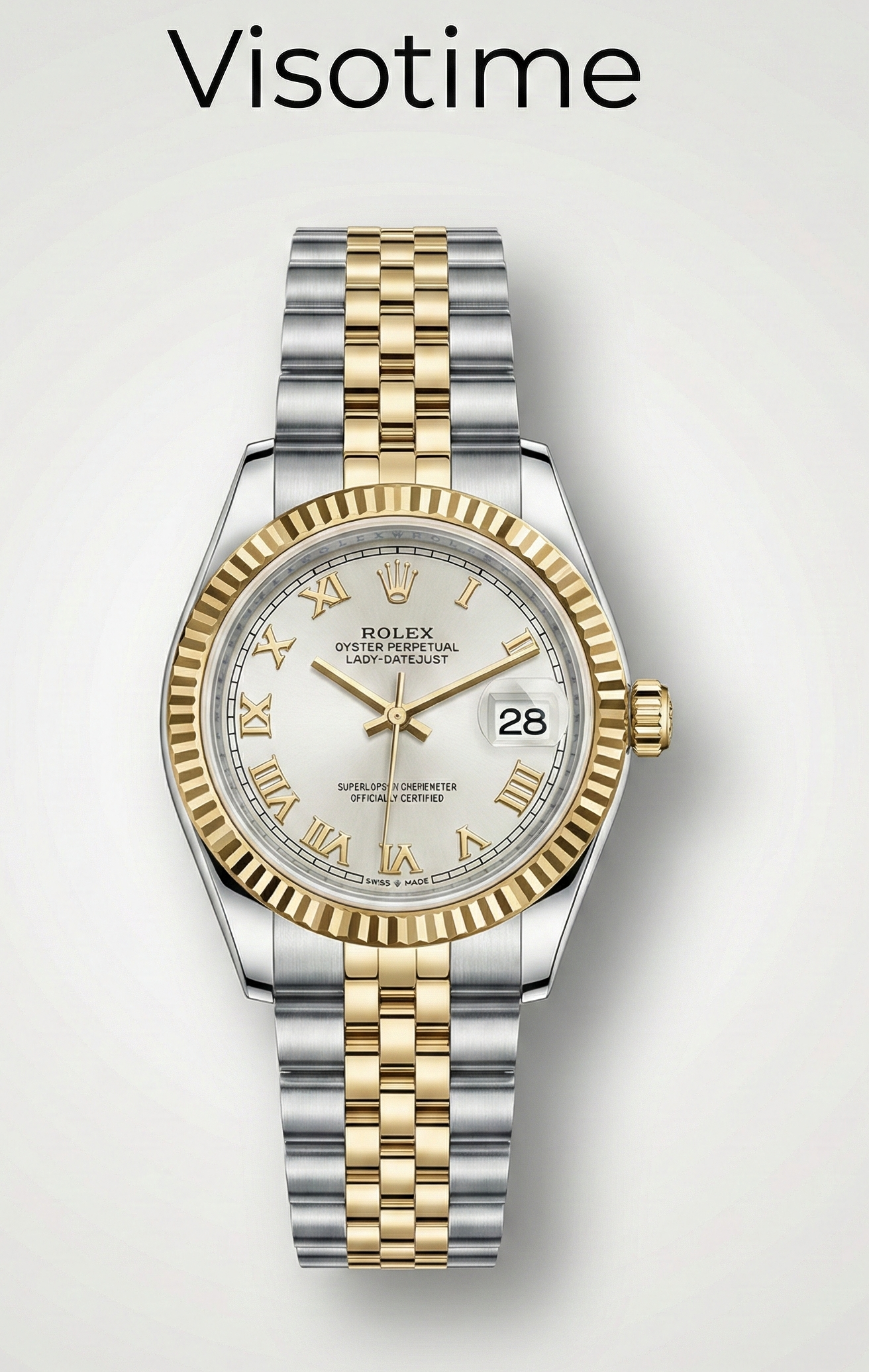 Rolex Oyster Perpetual Lady-Datejust Two-Tone Watch with Silver Roman Dial
