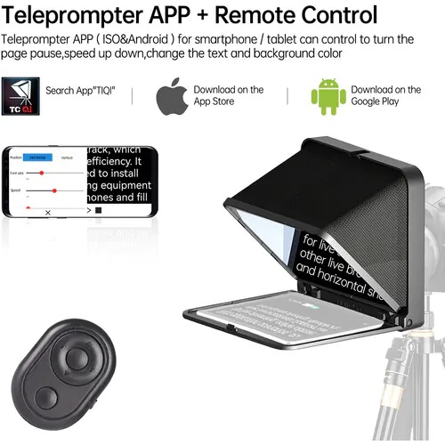LENSGO TC7 Portable Professional Teleprompter for Cameras & Smartphones – Foldable with Bluetooth Remote, 8 Lens Adapters (Black) | Price in BD_img_2