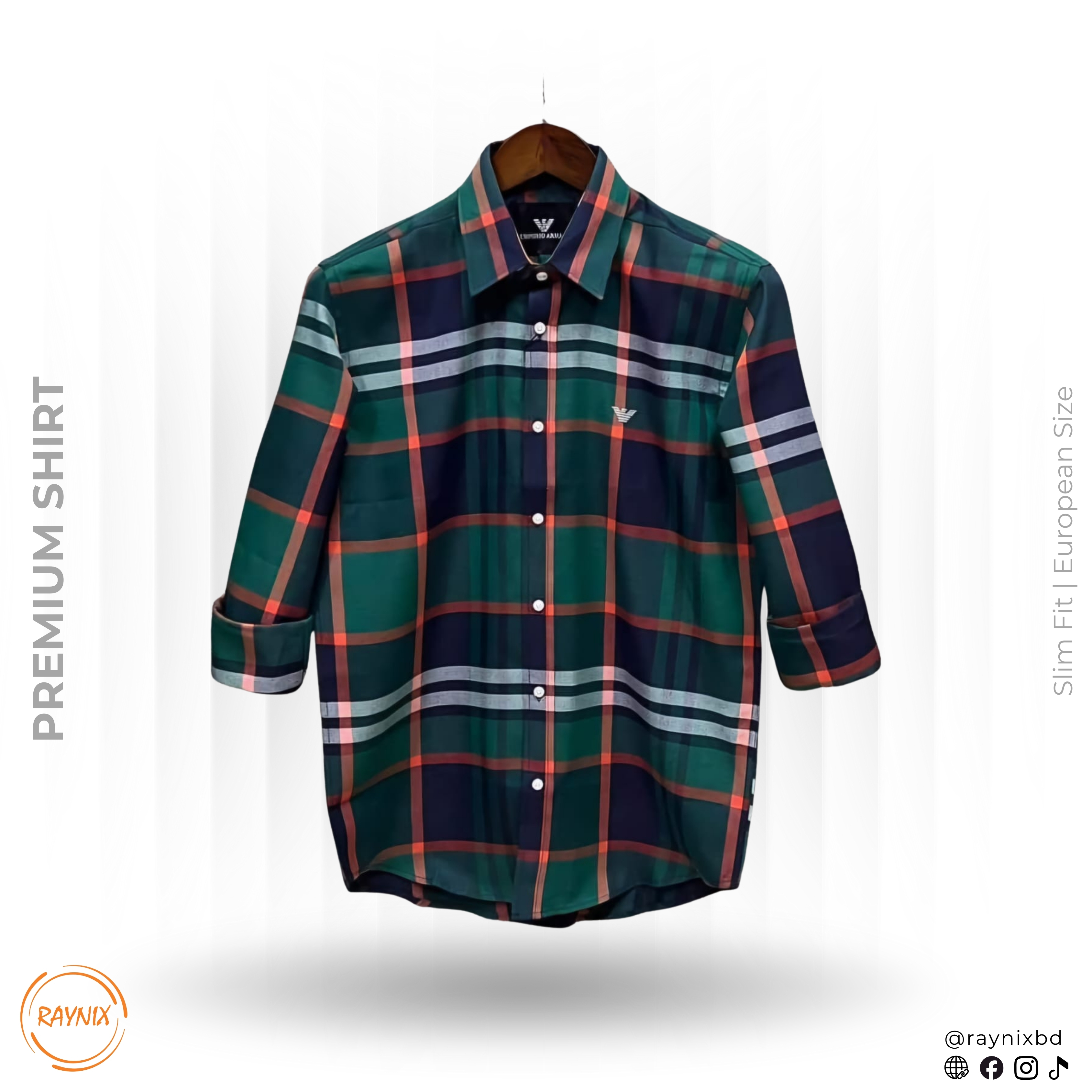 Men’s Premium Forest Green Plaid Slim-Fit Casual Shirt
