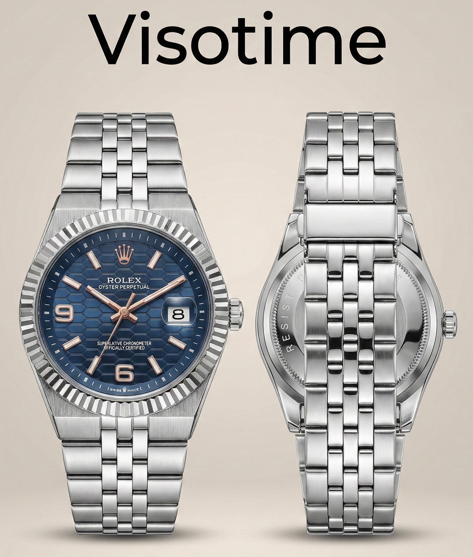 Premier Series: Silver-Tone Men’s Watch with Blue Honeycomb Dial