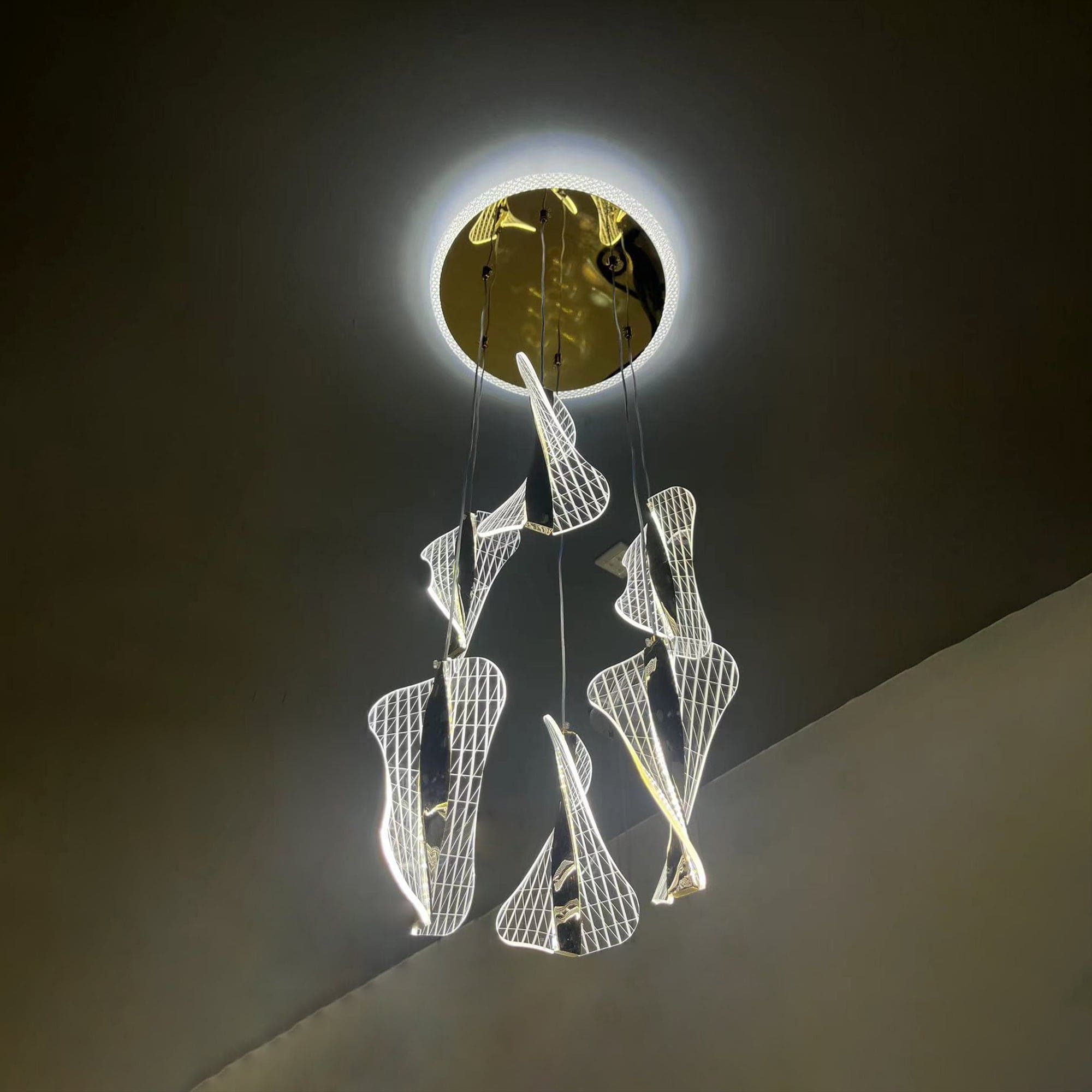 Qulik Modern Twisted Cascading Chandelier With Hanging Pendant Lights (QL-210)_img_0