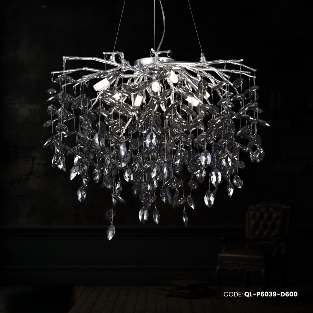 Qulik Luxury Decorative Oxidized Silver Smoke Ash Pendant Ceiling Lights (QL-P6039-D600)