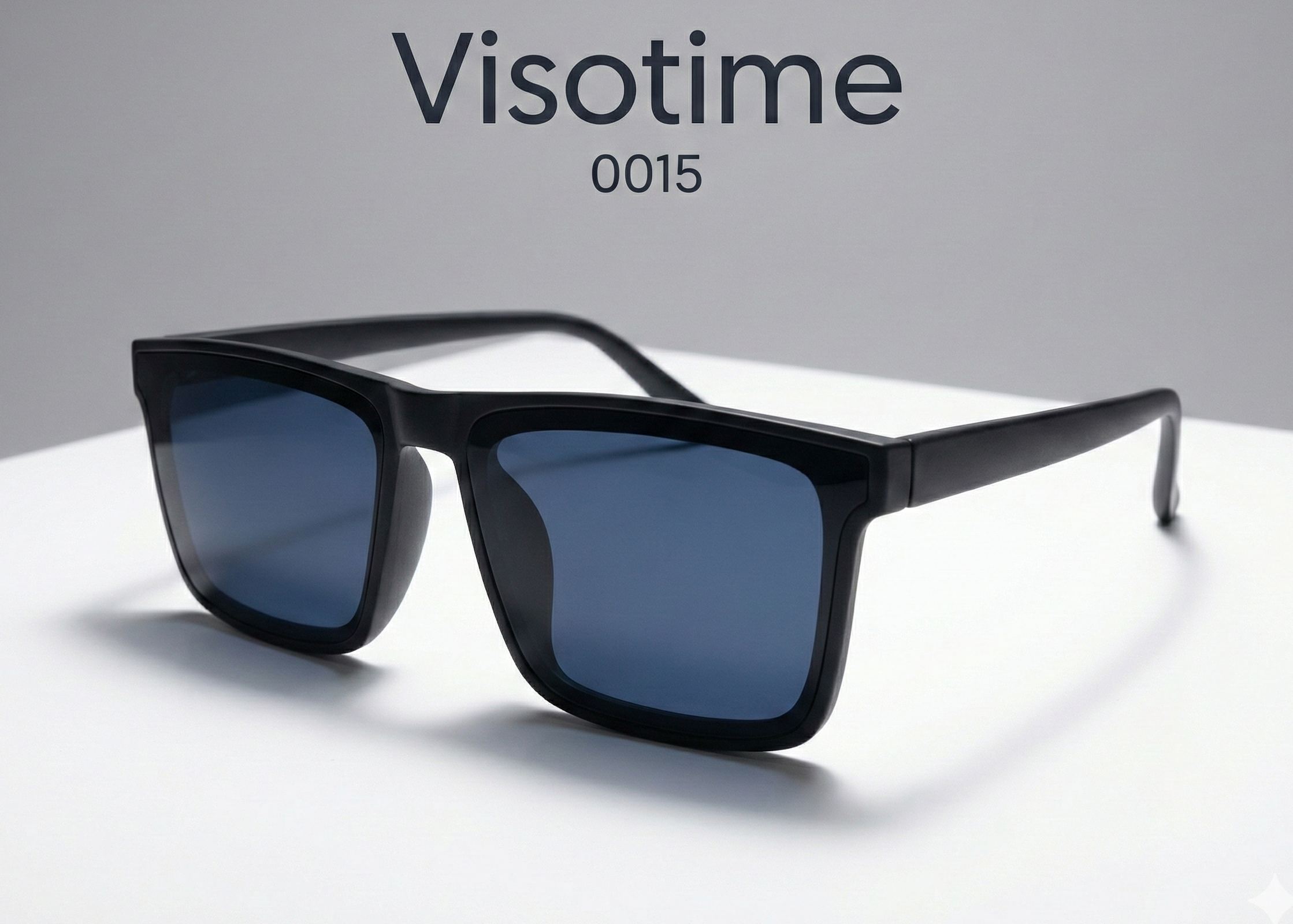 Premium Double Poly Rectangular Sunglasses – Matte Black / Blue Lens_img_1