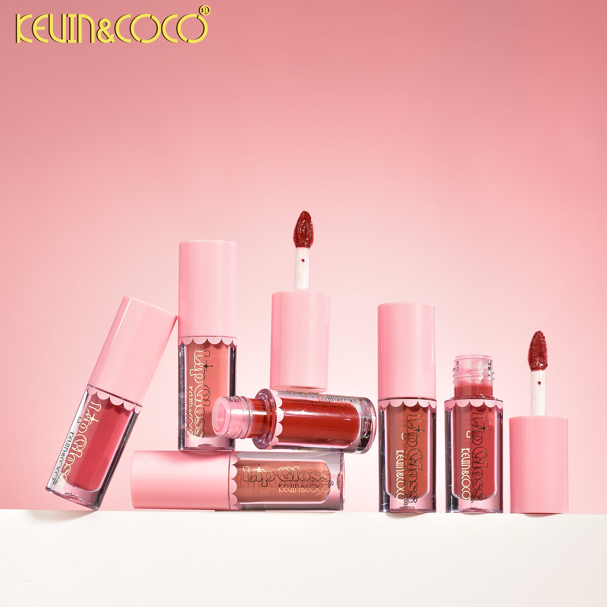 KEVIN&COCO 6-color fashion lip gloss set.Bowknot Matte Nonsticky Lipgloss DISPLAY SET - 6 PCS