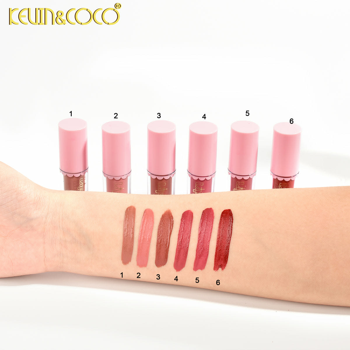 KEVIN&COCO 6-color fashion lip gloss set.Bowknot Matte Nonsticky Lipgloss DISPLAY SET - 6 PCS_img_2