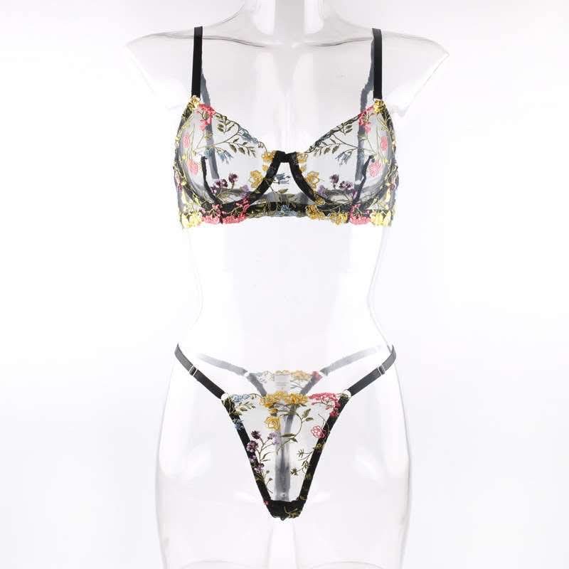 Elegant Floral Embroidered Lingerie Set - Image 9