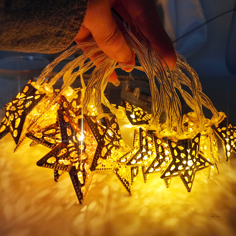 Electric golden Star metal teardrop LED string lights