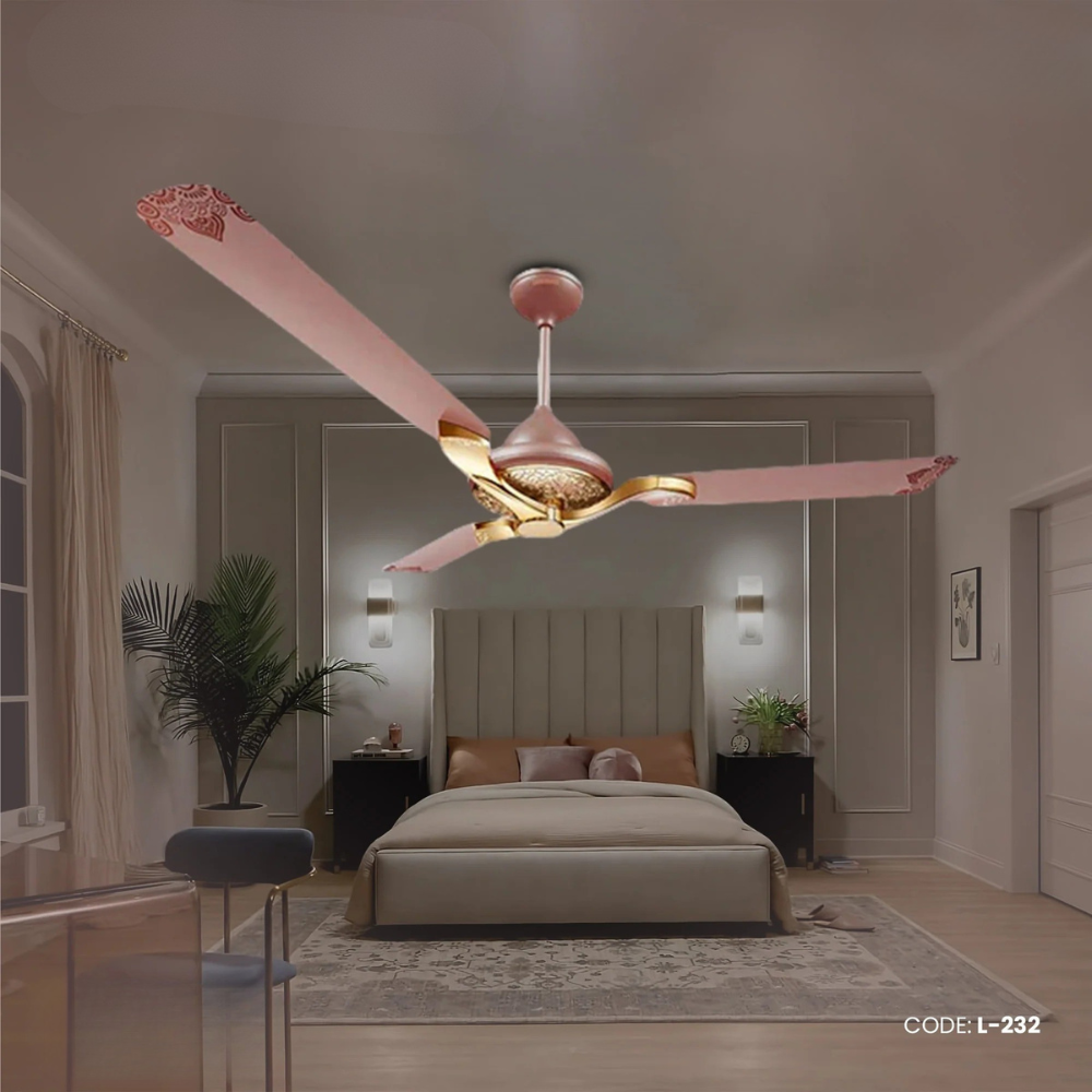 Luminous Jaipur Mahal 52 Inch 3 Blade Decorative Energy Saving Ceiling Fan (Rose Gold) L-232