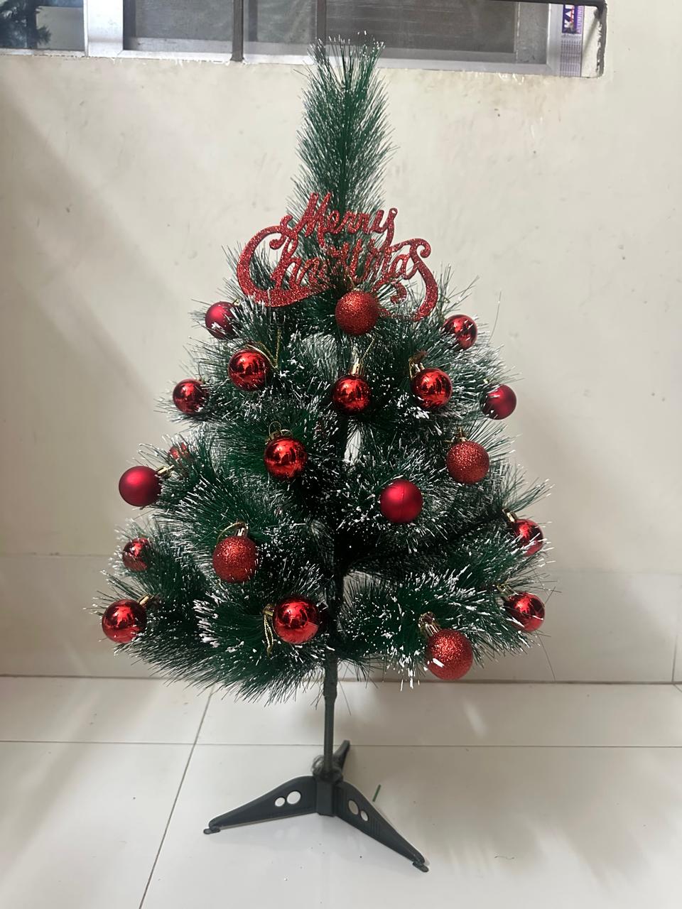 Snow pine 2Feet tree with Decorations' combo