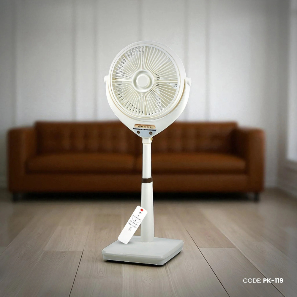 Pakhtun Louver 14-Inch High Speed Pedestal Stand Fan With Remote (White) | PK-119