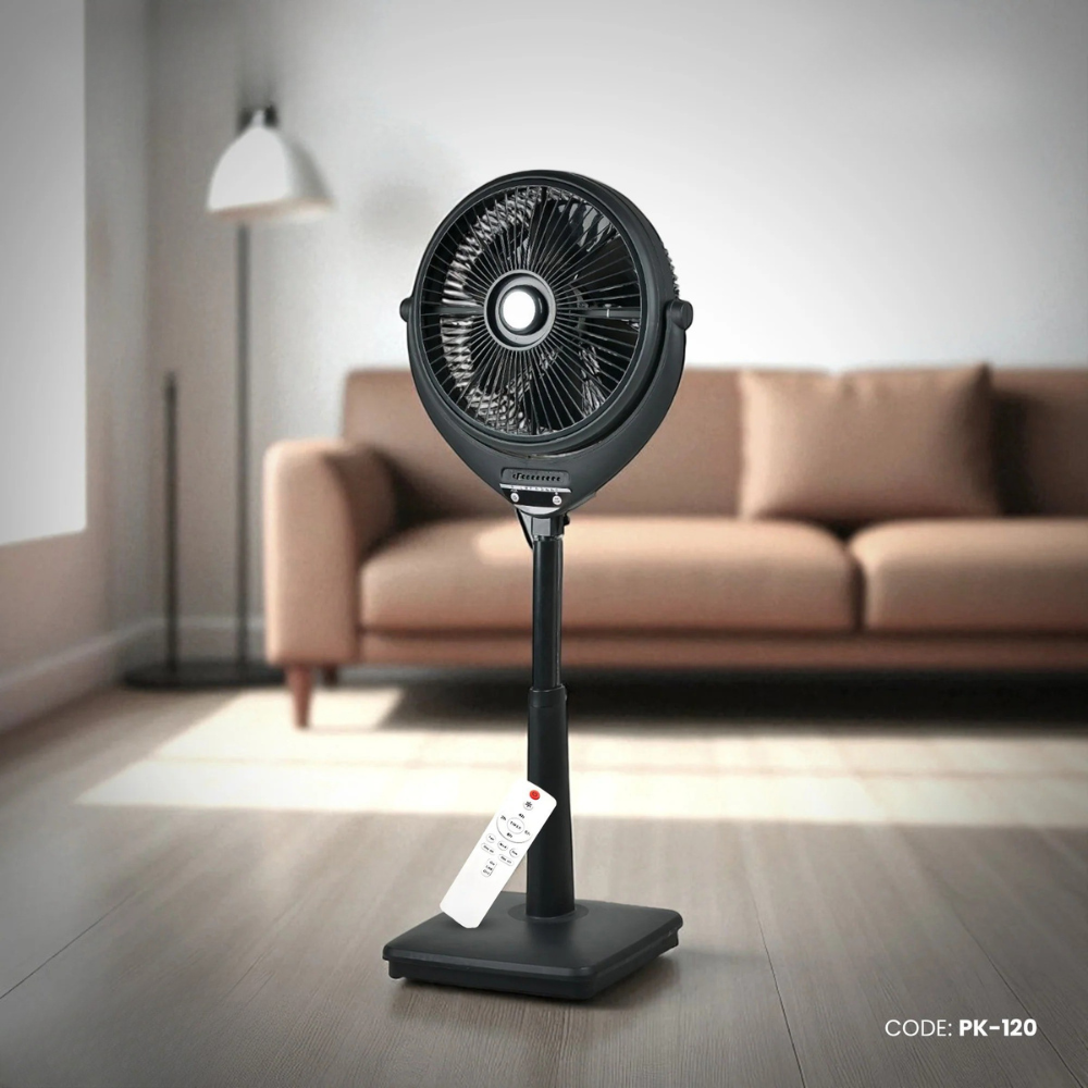 Pakhtun Louver 14-Inch High Speed Pedestal Stand Fan With Remote (Black) | PK-120_img_0