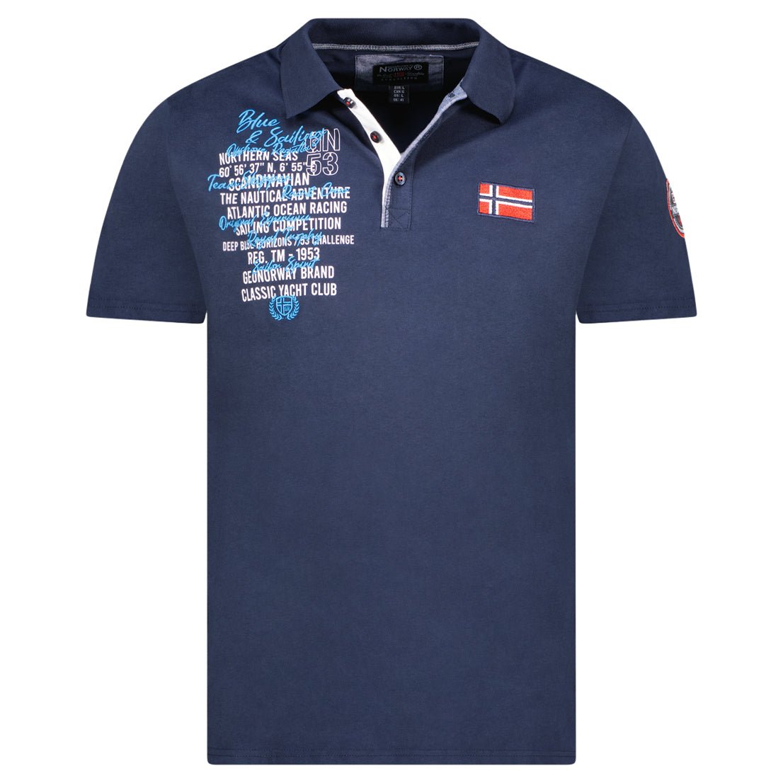 Man - Polo Short Sleeve, Flag and Badge Navy