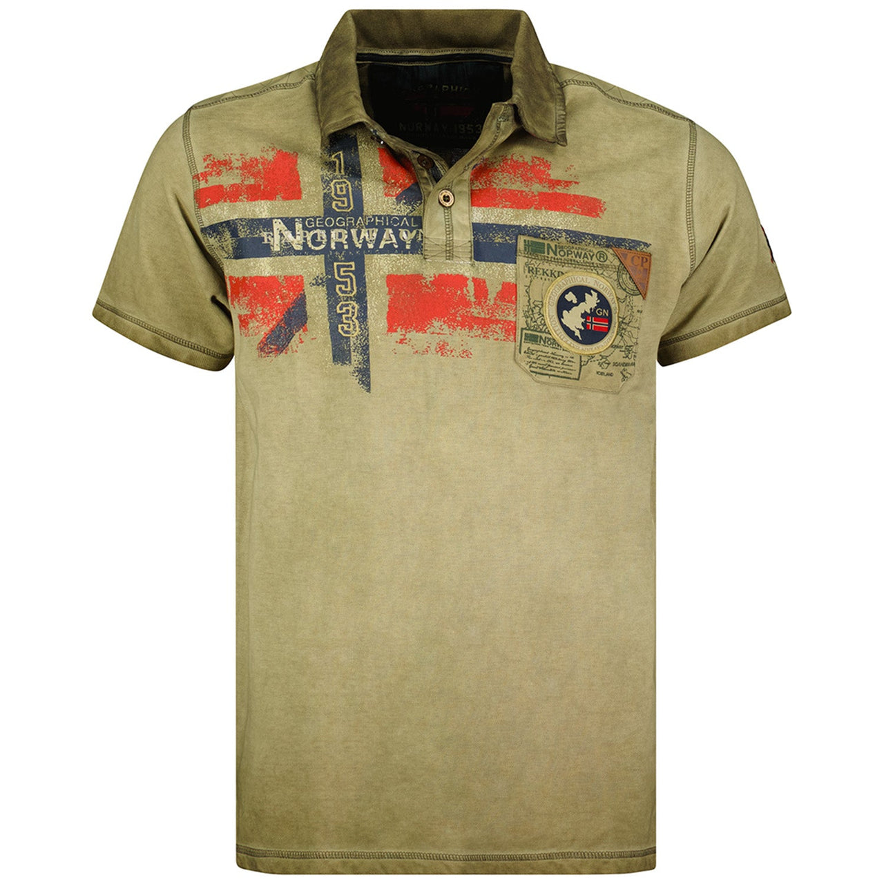 Washed effect short sleeve polo shirt Khaki Khaki