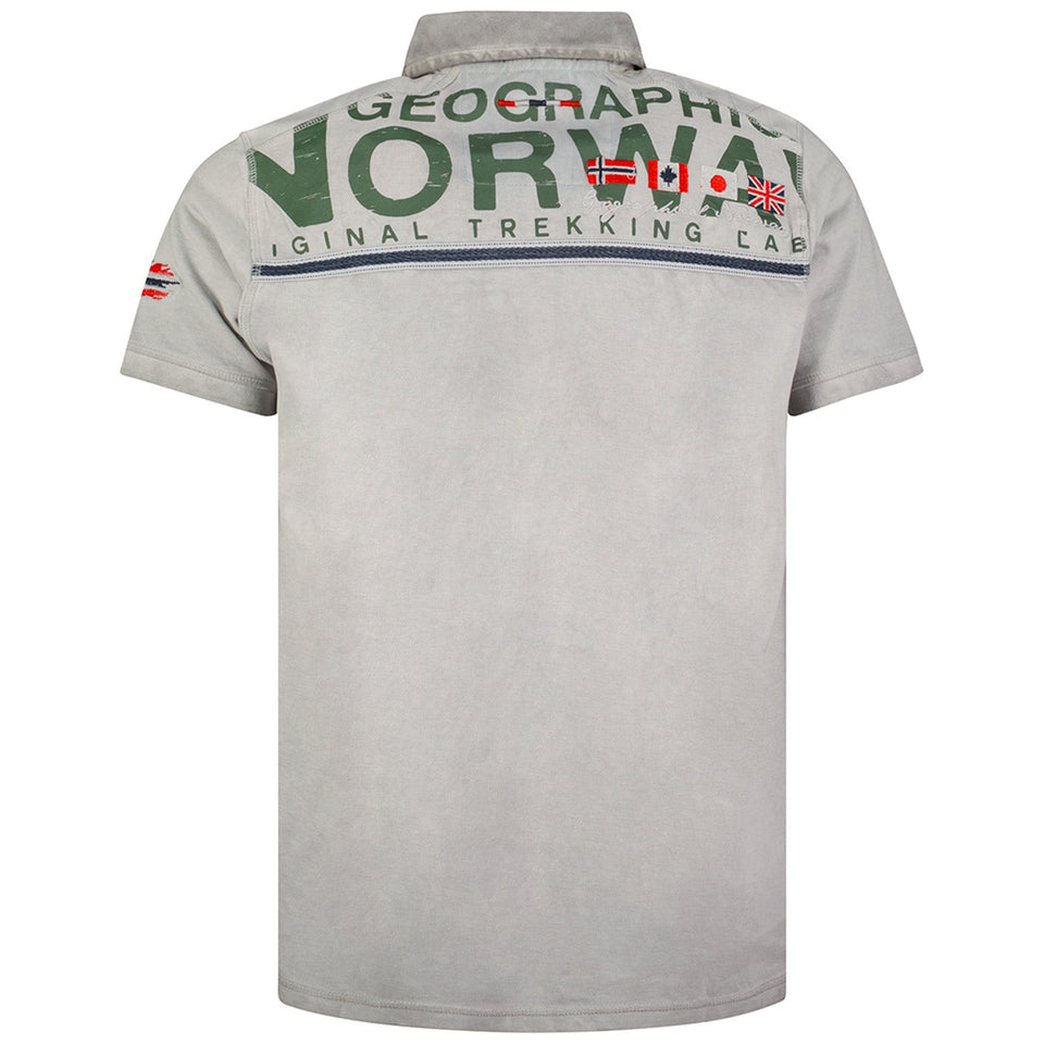 Washed effect short-sleeved polo shirt Light grey Light grey_img_2