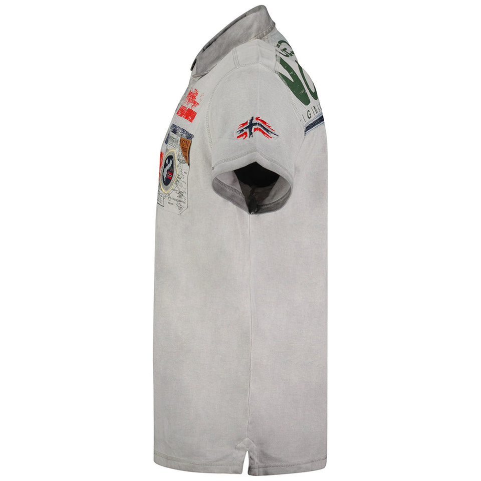 Washed effect short-sleeved polo shirt Light grey Light grey_img_3