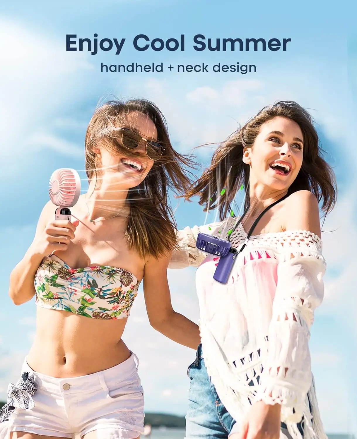 Portable Mini Fan with 5 Speeds & LED Display – USB Rechargeable, Quiet, for Travel & Desk Use_img_2