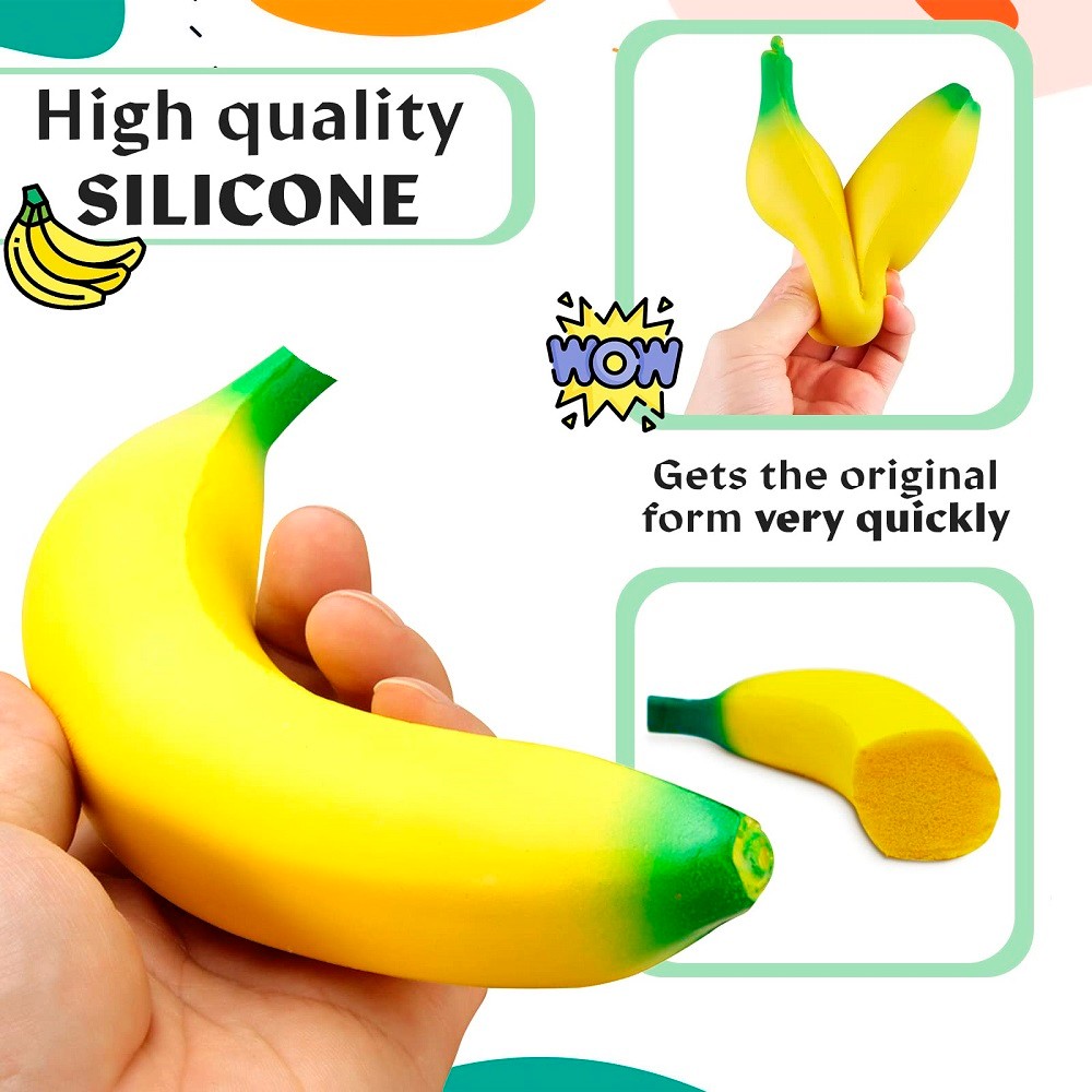 Silicone Banana Squishy Fidget Toy - 1pc