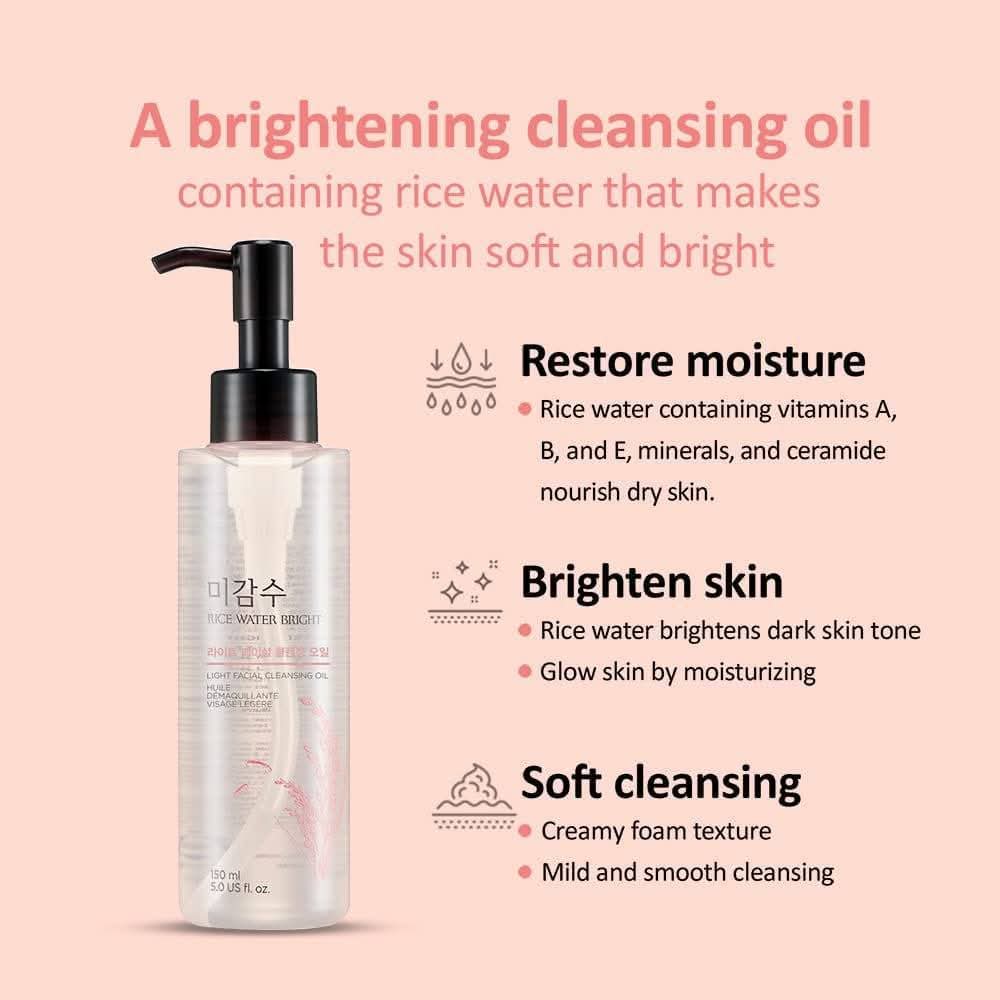 The Face Shop Rice Water Bright Light Facial Cleansing Oil, 150ml By koreanbeautypoint_img_0