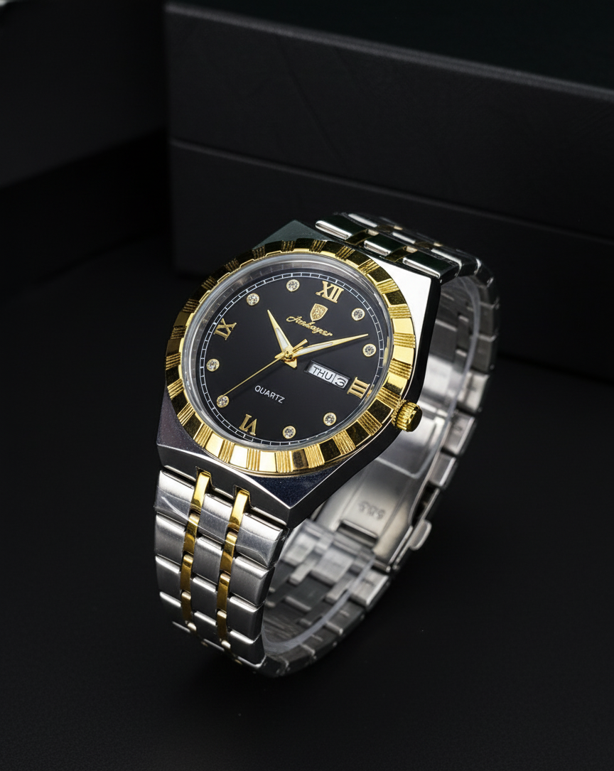 poedagar Classic Two-Tone Stainless Steel Watch_img_0