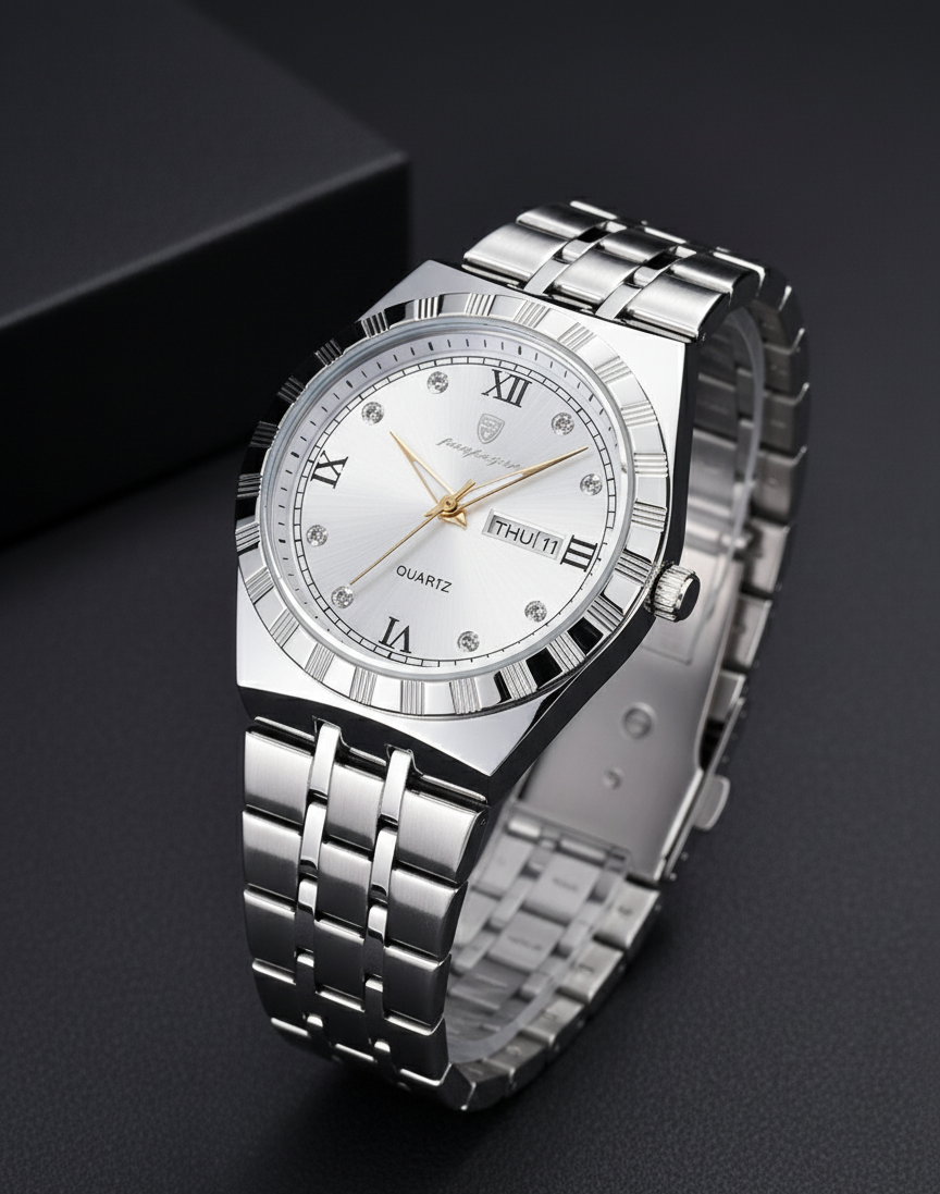 poedagar Classic Two-Tone Stainless Steel Watch_img_2