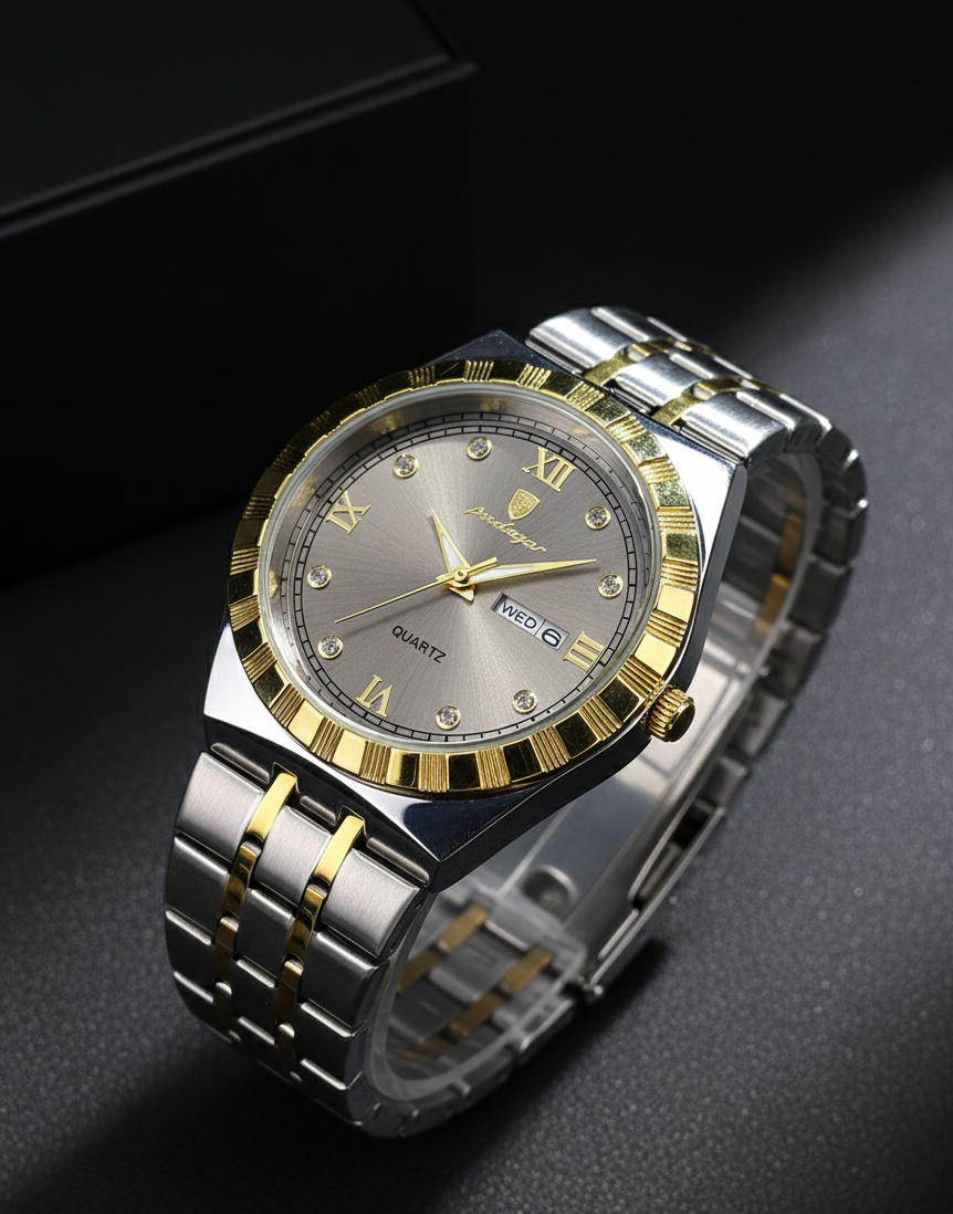 poedagar Classic Two-Tone Stainless Steel Watch_img_3