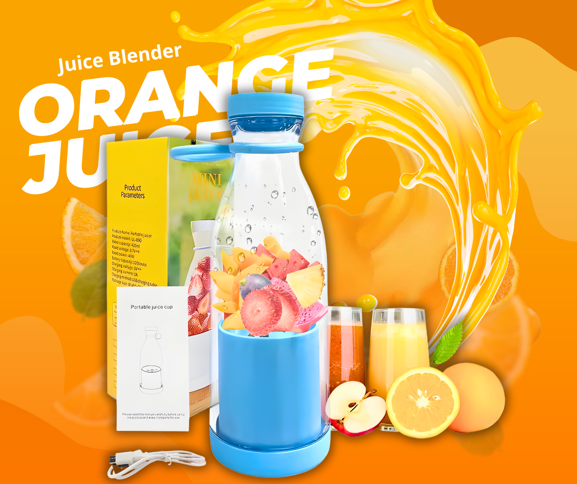 Mini Juice Blender Bottle — 420ml | USB Rechargeable | 6-Blade Turbo Motor | BPA-Free | Portable Smoothie & Juice Maker