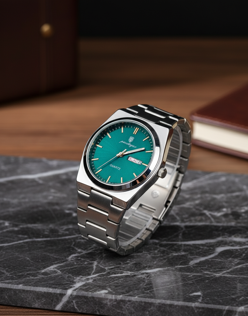 POEDAGAR 930 Men's New Luxury Luminous Date Week Stainless Steel Quartz Watch For Men