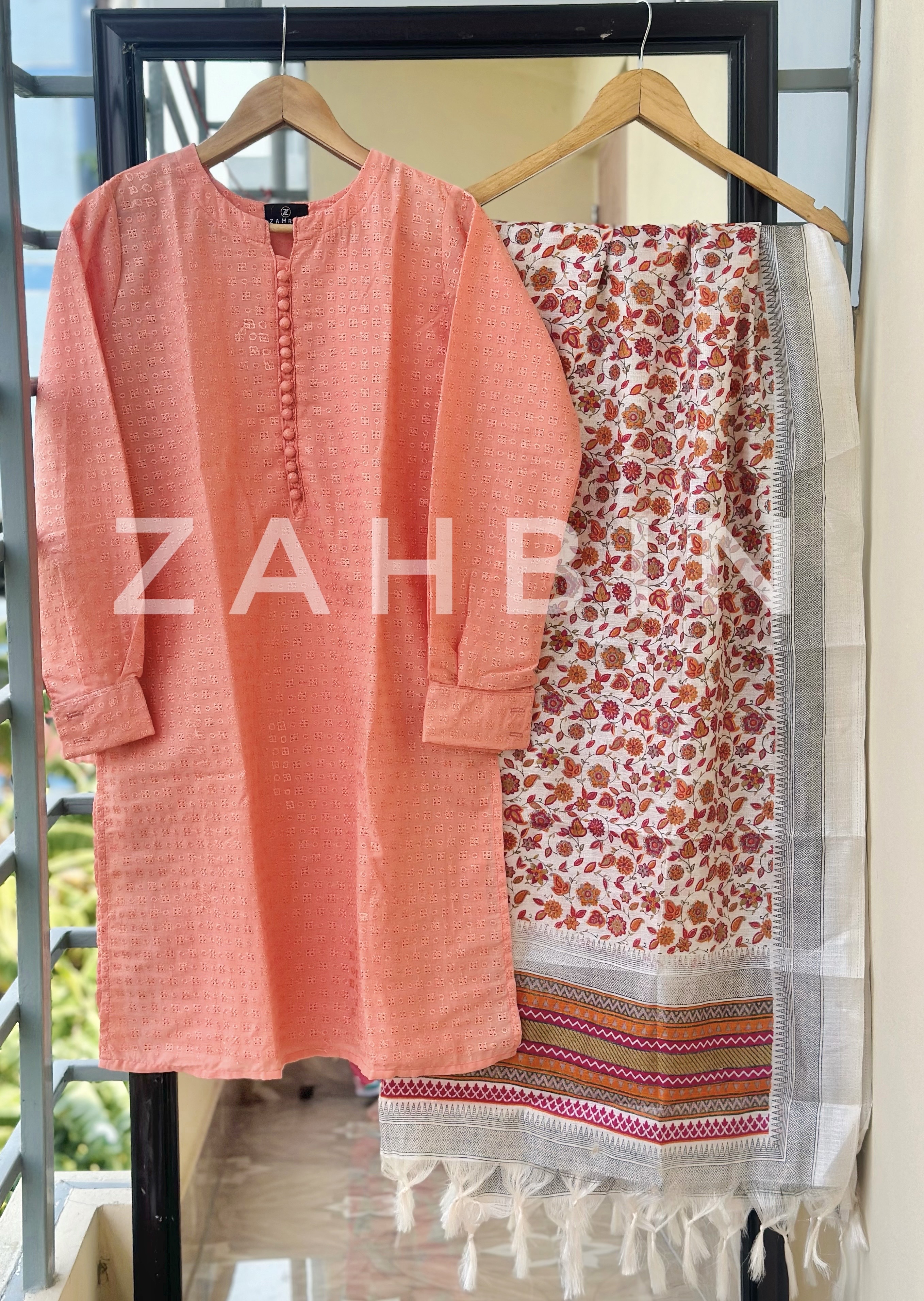 Peach 2 pc kurti set