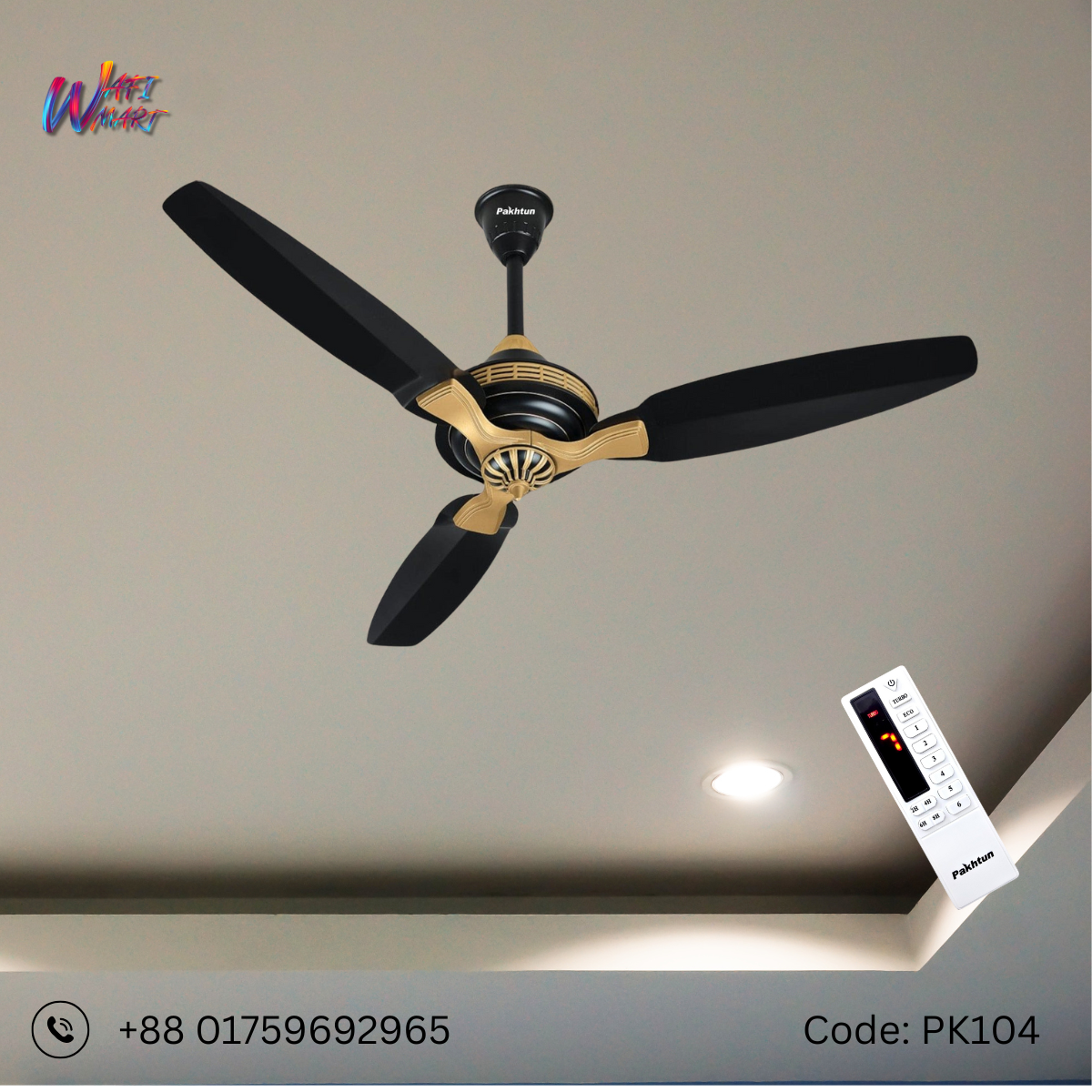 Pakhtun Sultan 52-inch BLDC Inverter Ceiling Fan (Black Beige) | PK-104