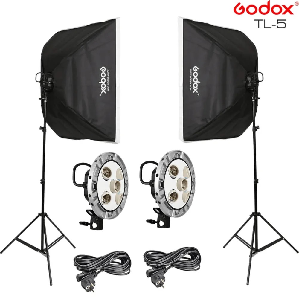 Godox Softbox Lighting Setup for YouTube Home Studio, Live streaming Combo Set- Softbox, Light Holder, Tripod Stand Full Setup Double side Combo set