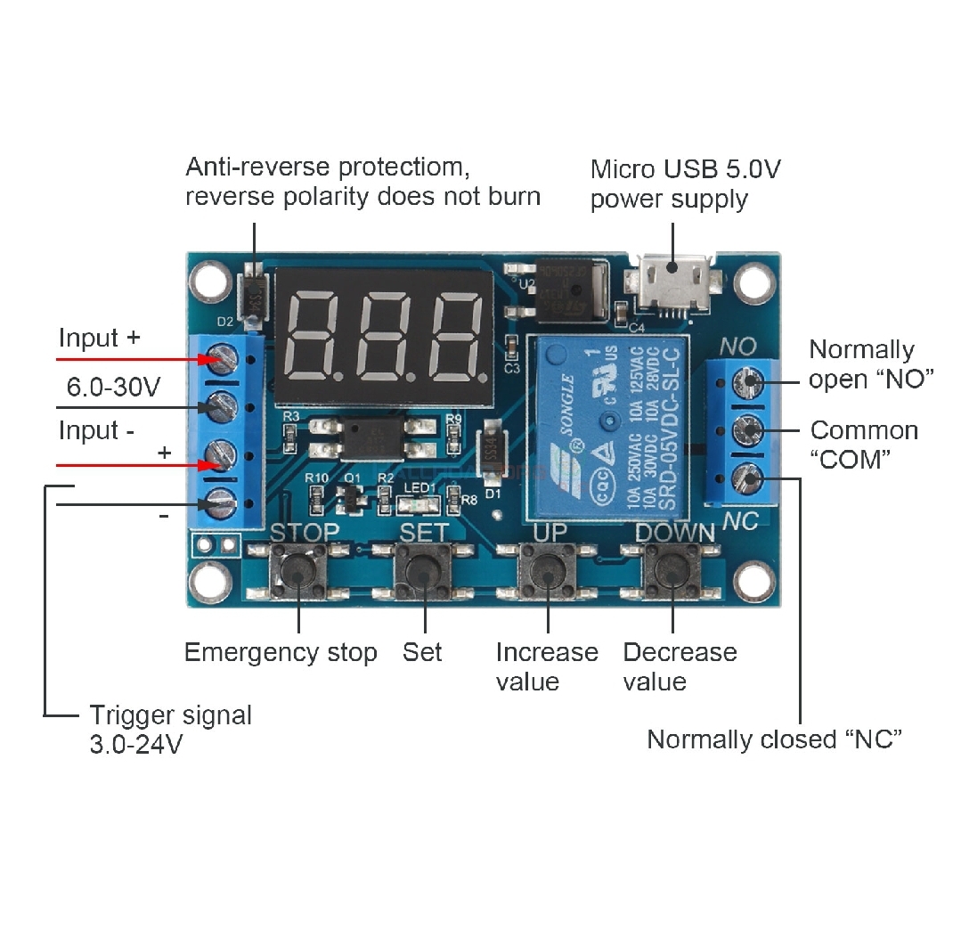 DIY Incubator Turning Motor Controller Timer Module 5–30V 10A Relay_img_1
