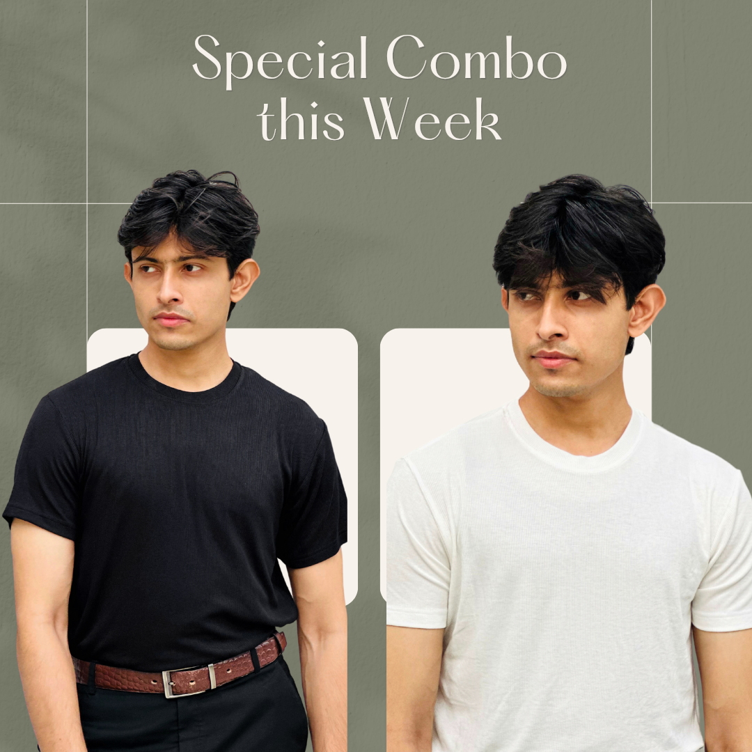 2 pice Combo -7-2x2 Ribbed Cotton-Viscose Solid Crew Tee_img_0