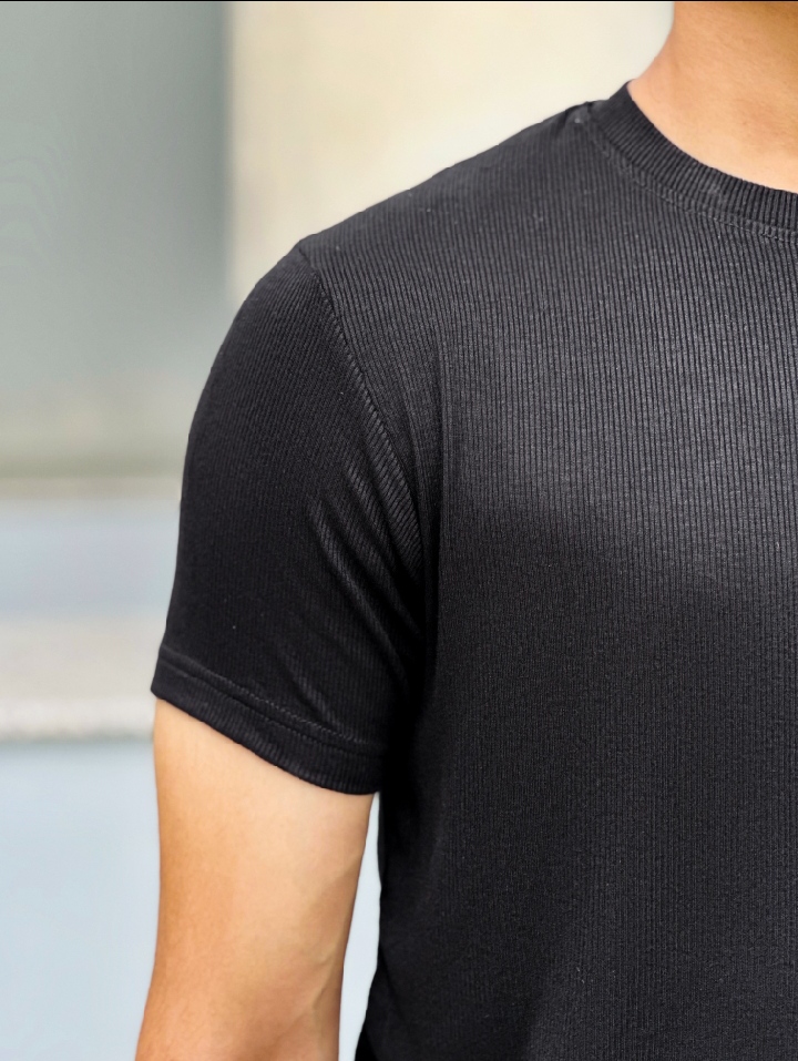 2 pice Combo -7-2x2 Ribbed Cotton-Viscose Solid Crew Tee_img_2