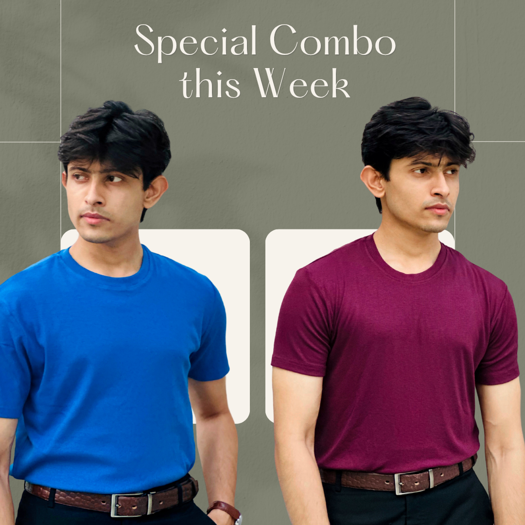 2 pice Combo -9-2x2 Ribbed Cotton-Viscose Solid Crew Tee_img_0