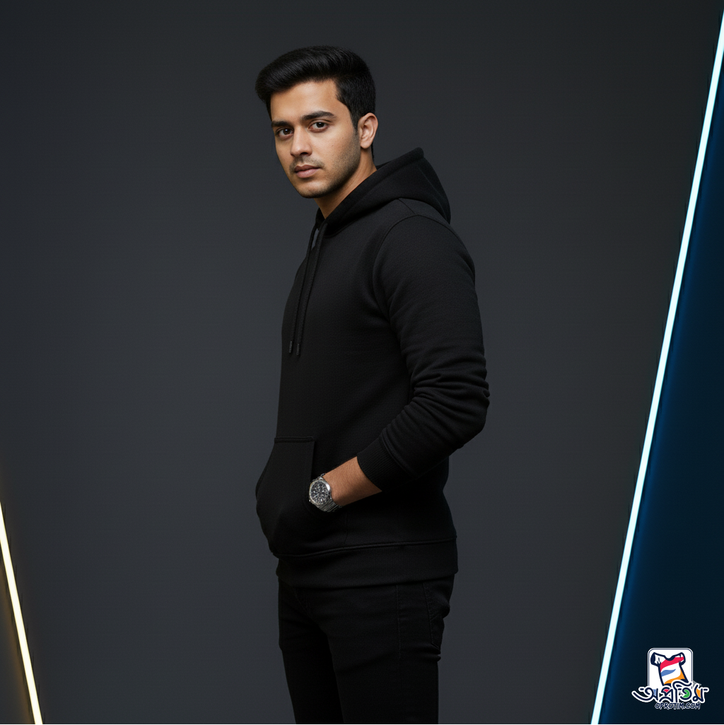 Exclusive Black Hoodie Solid Color - Image 5