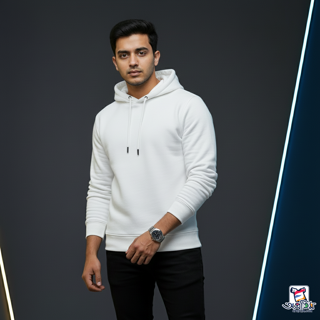 Exclusive Winter White Solid Hoodie - Image 5