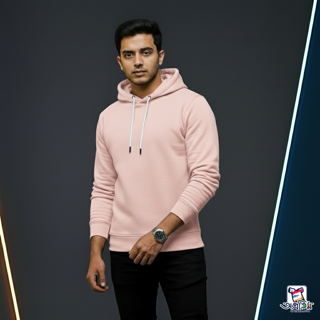 Exclusive Solid Light Pink Hoodie - Image 4