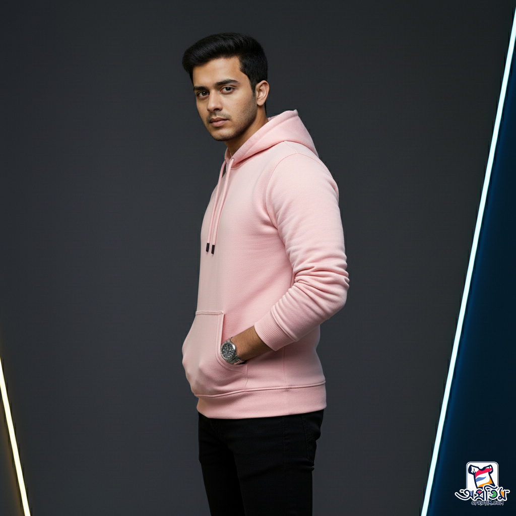 Exclusive Solid Light Pink Hoodie - Image 6