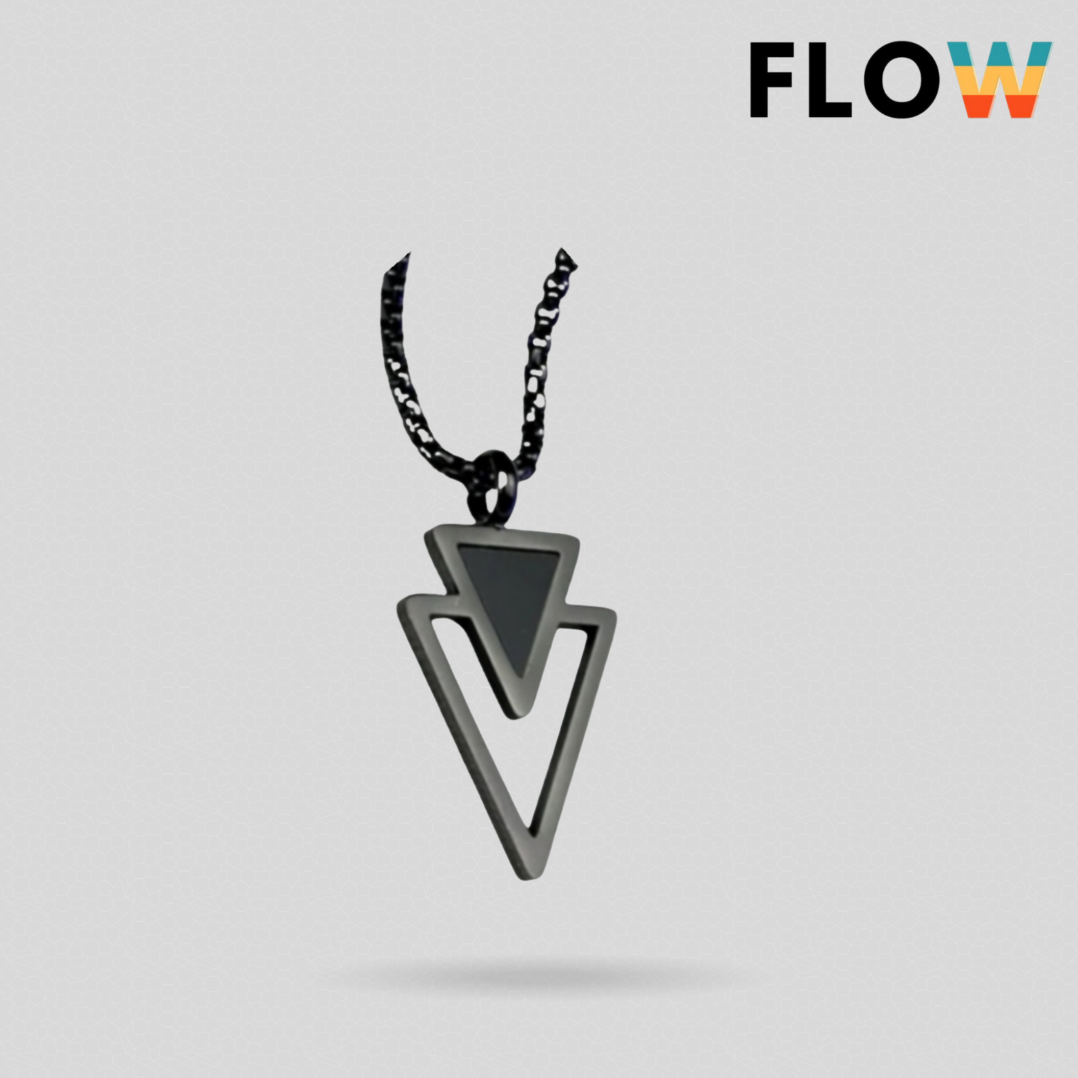 Double Triangle Pendant with Chain [Black]