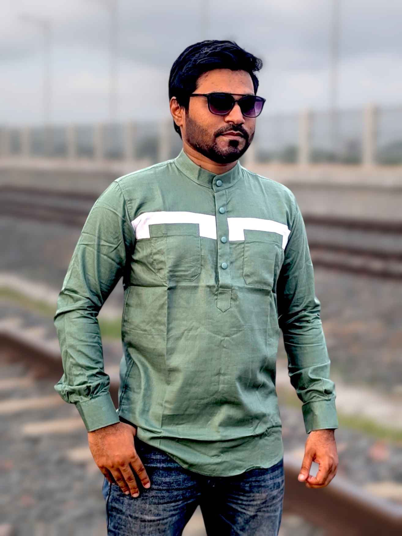 contrast cotton katua Mint green color