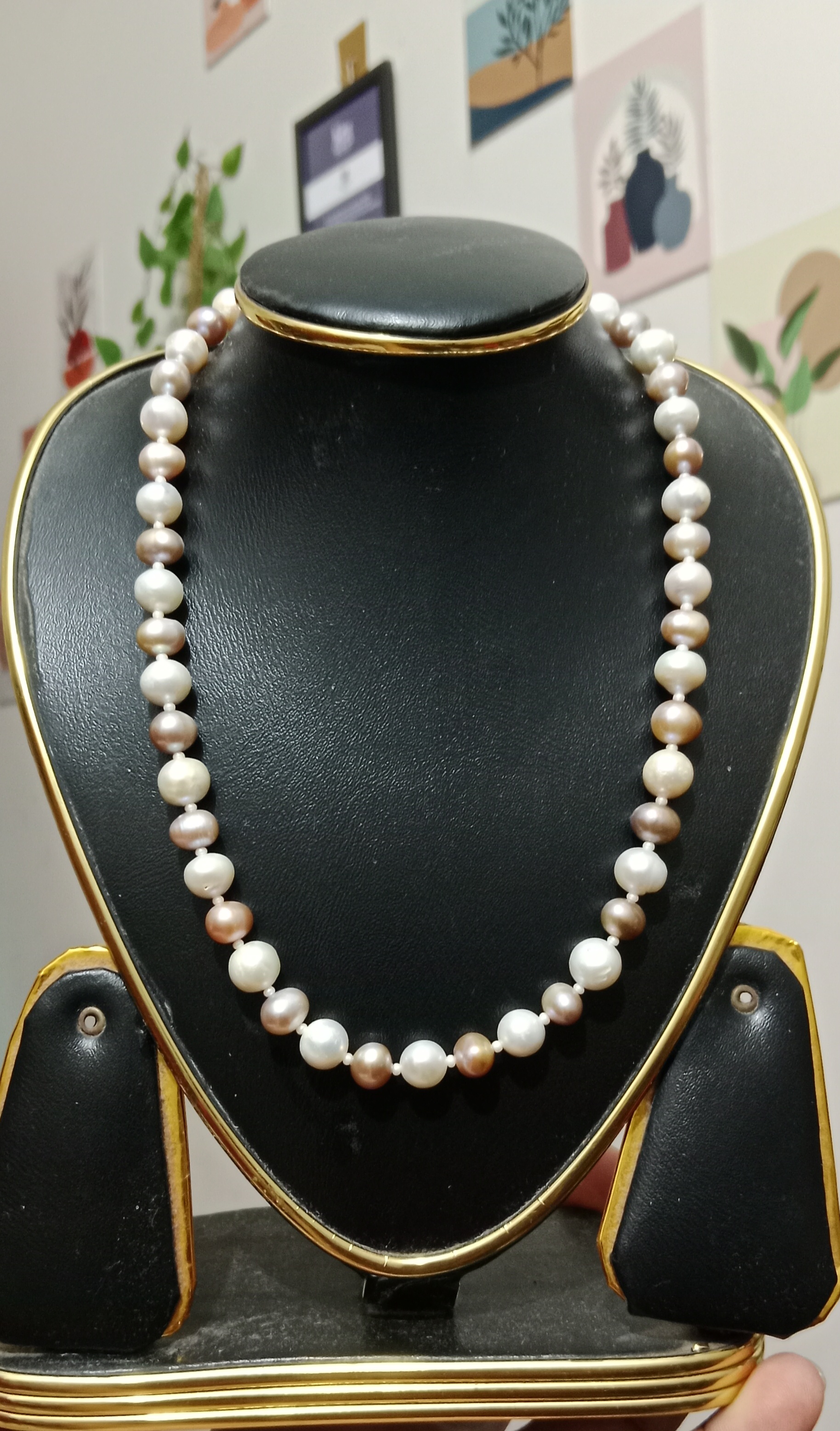 Pearl One layer white & Levender pearl necklace_img_0