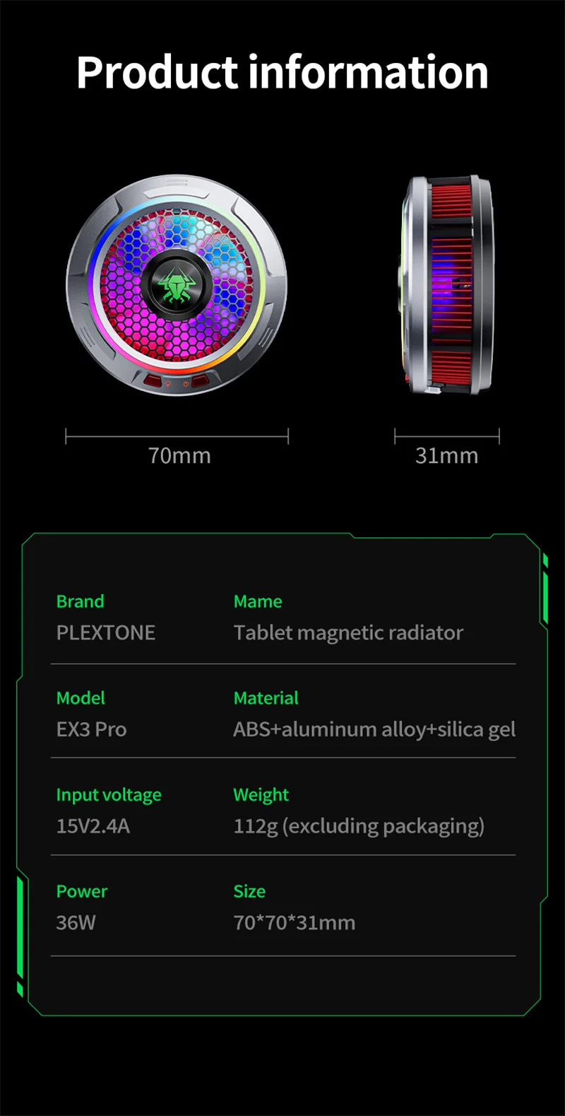 Plextone EX3 Pro 36w Mobile And Tablet Cooler Fan_img_23