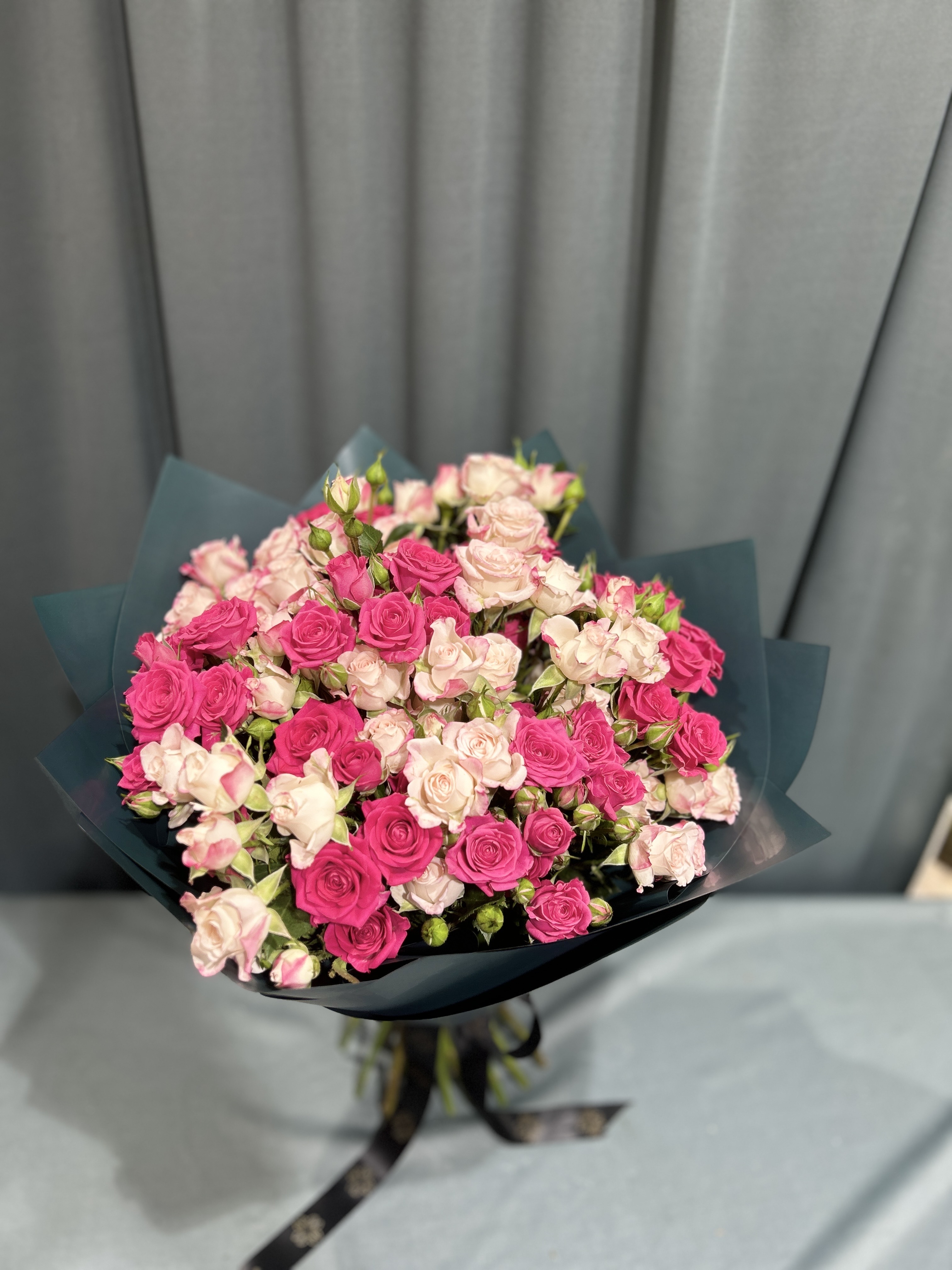 Lite and dark pink  baby roses  hand bouquet_img_1