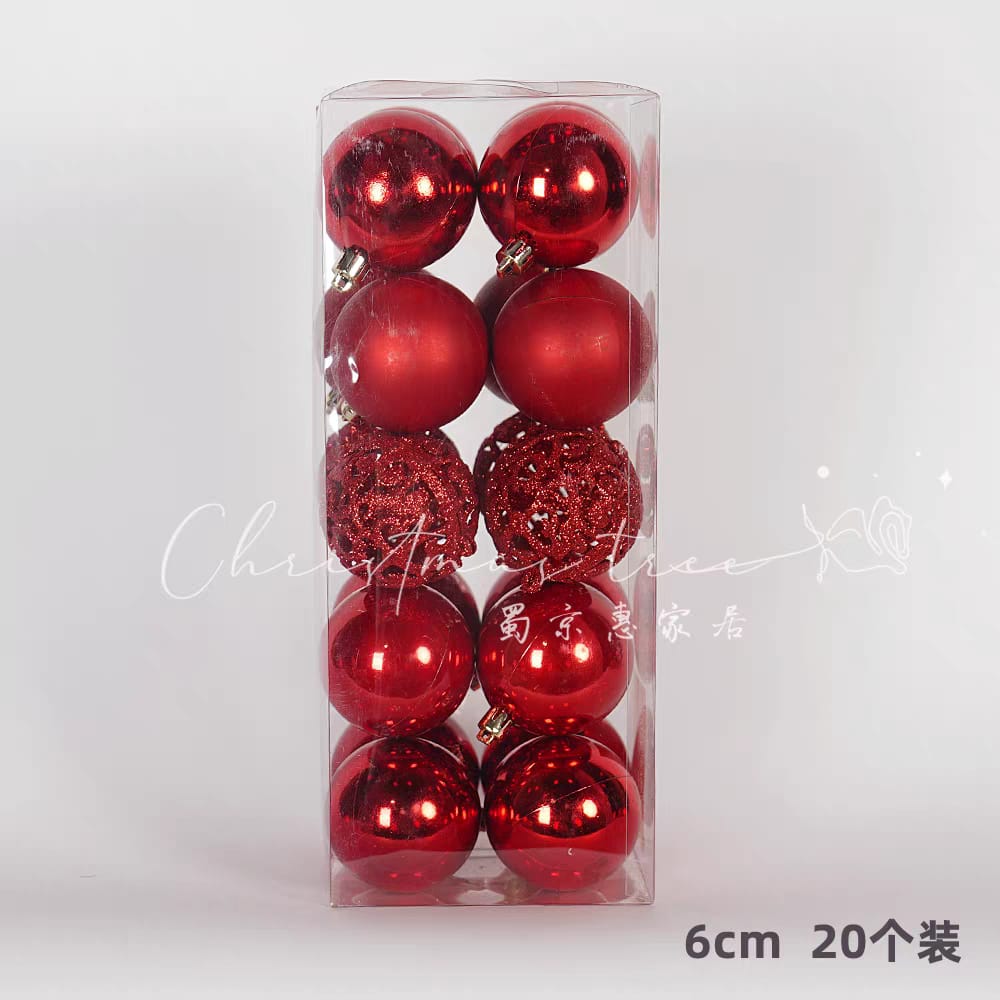 20 Red, 6cm Christmas ball ornaments