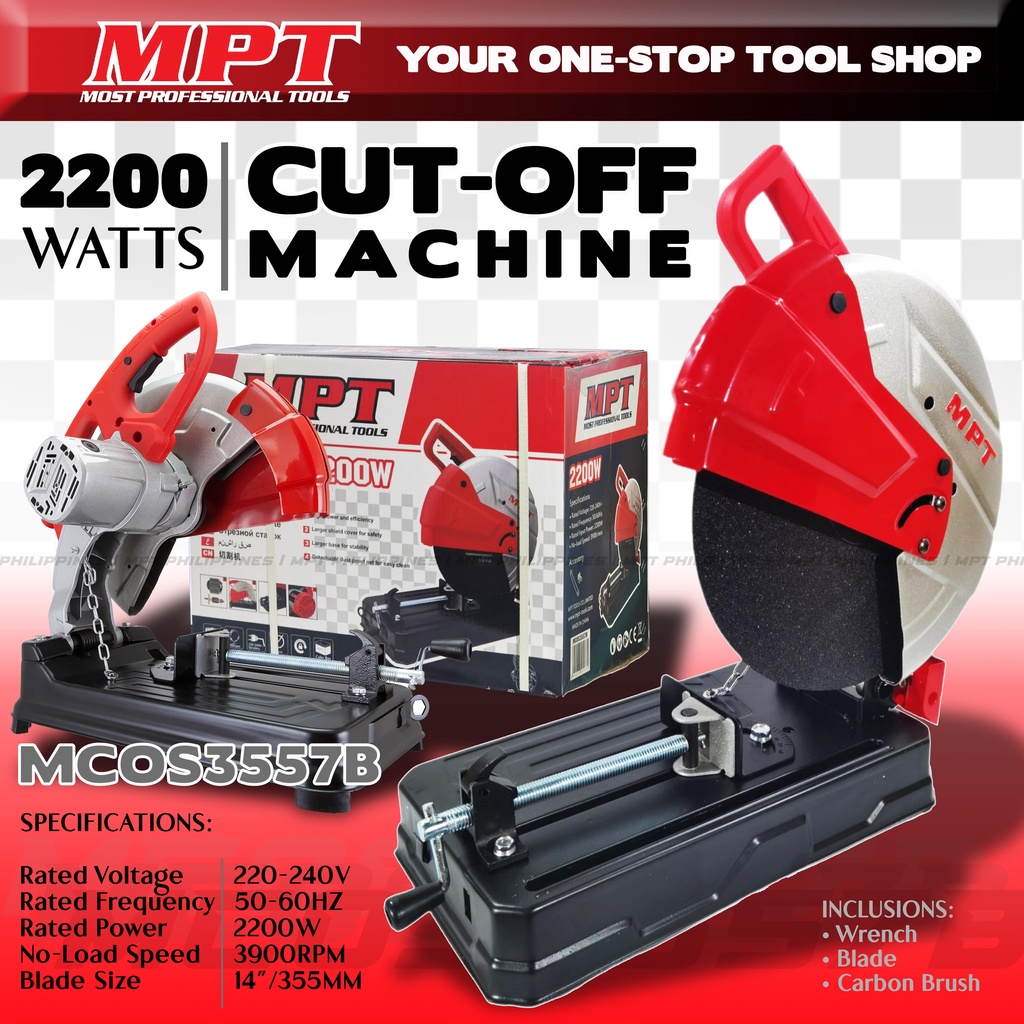 MPT,MCOS3557B,Cut off Saw, 2200w, Disc: 355mm/ 14'', Bore: 25.4mm/ 1"; Model: MCOS3557B