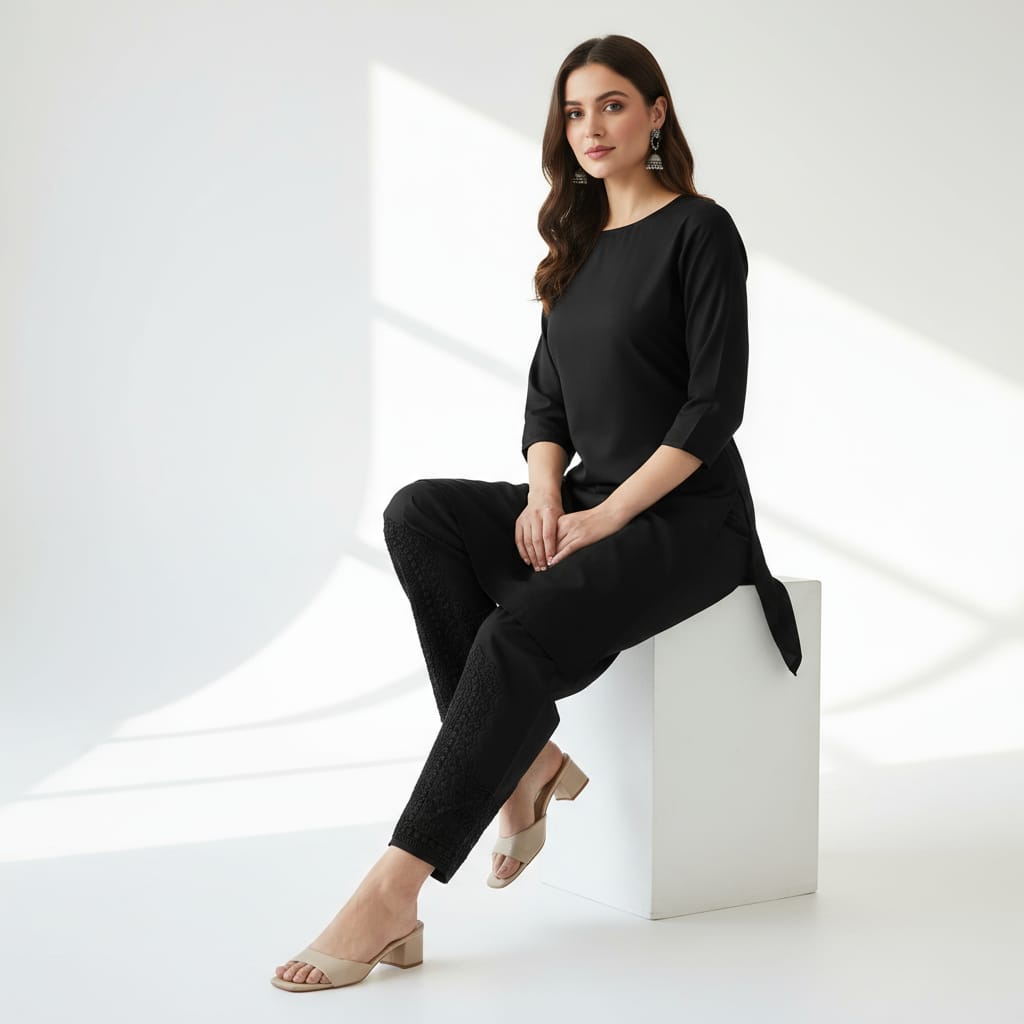 Women’s Premium Salowar Pant – Black | Shating Cotton Linen Fabric | Comfortable & Elegant_img_1