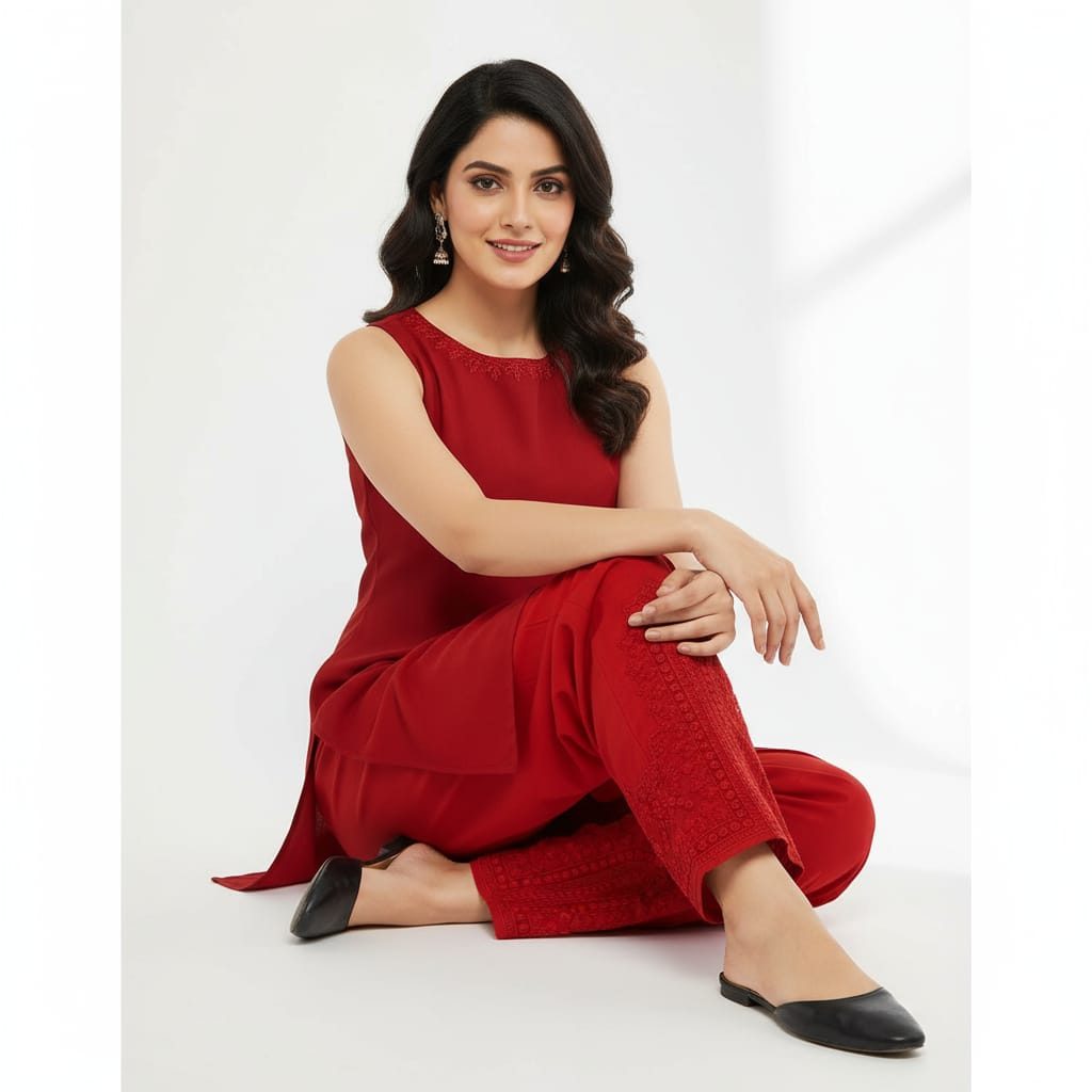 Red Premium Salowar Pant | Shating Cotton Linen Fabric | Soft & Stylish_img_1