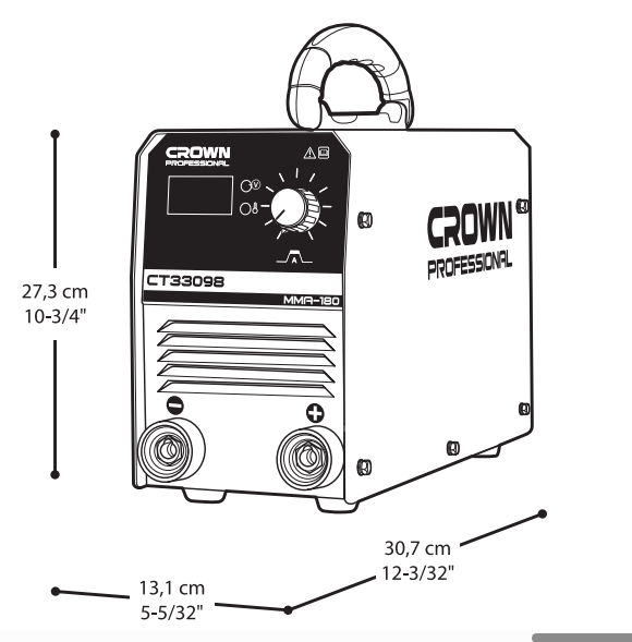 CROWN CT33098 Professional Inverter DC MMA Welding Machine, 160-265V, 30-140A, 2.5-3.2mm; CT33098_img_4