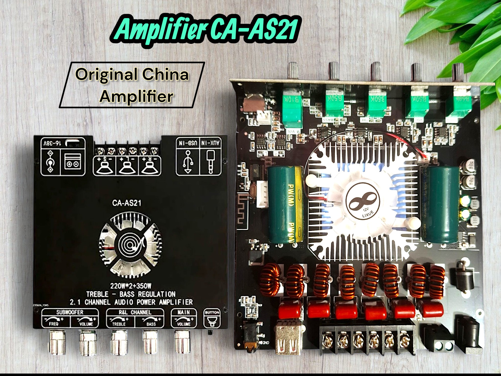 AS21 220W*2+350W 2.1 Bluetooth Power Amplifier Board with TPA3255 Chip, 18V-36V Bluetooth Speaker Audio Amplifier Module